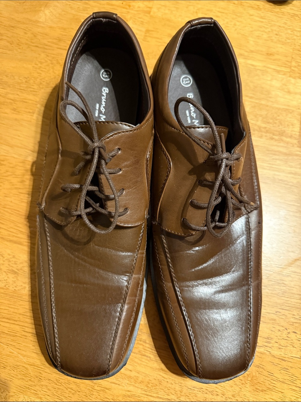 Men's Brown Lace-Up Derby Dress Shoes - Classic Leather